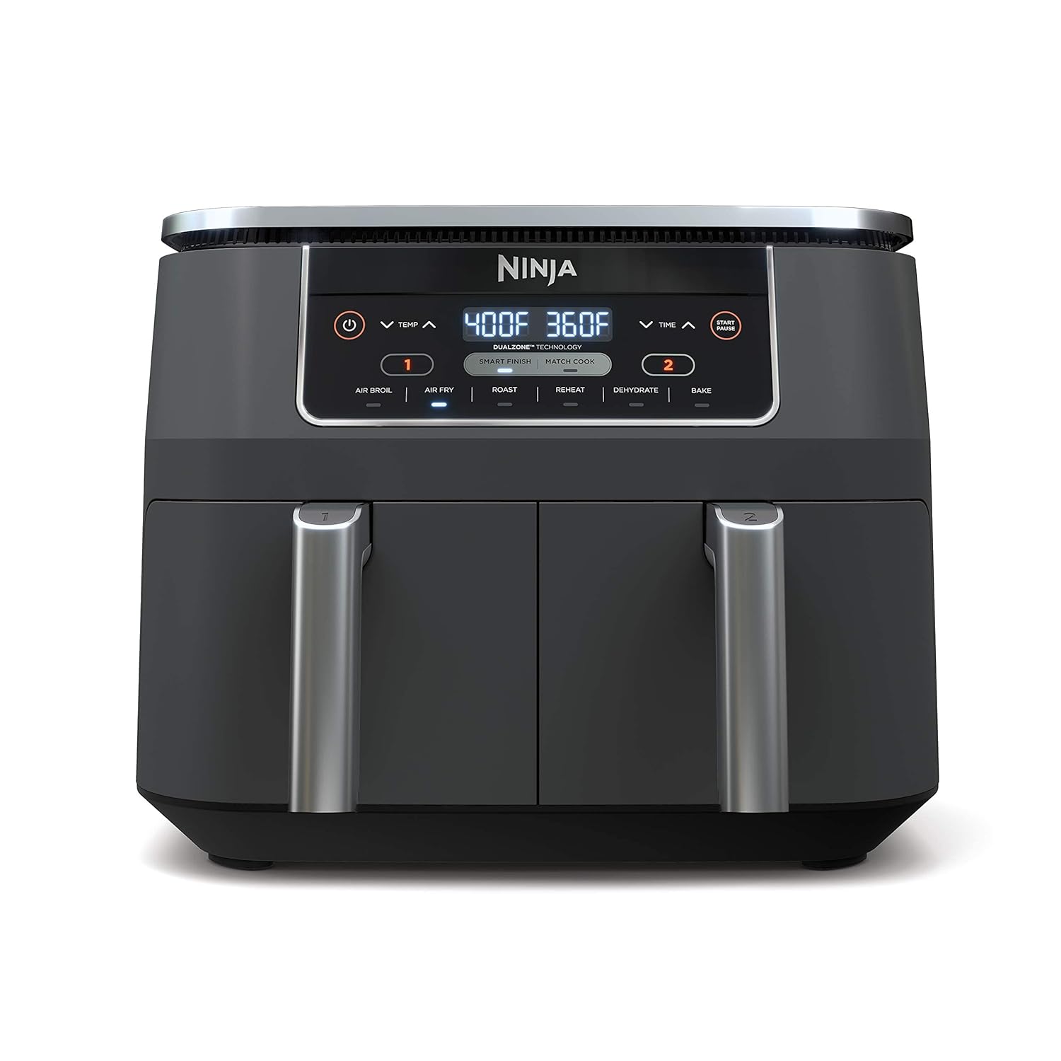 Ninja DZ201 Foodi 8 Quart 6-in-1 DualZone 2-Basket Air Fryer with 2 Independent Frying Baskets, Match Cook & Smart Finish to Roast, Broil, Dehydrate & More for Quick, Easy...