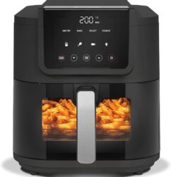 Nutricook Air Fryer Slim, 5L, 1KGs, Large Basket, Space-Saving Slim Design, Air Fry, Bake, Reheat, with 5 Presets, Clear Window & Light, AFS100, Black, 1500 Watts, 2 Years Warranty
