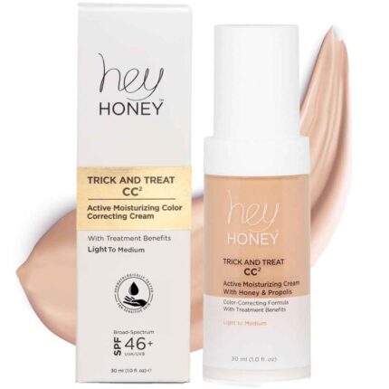 Hey Honey Trick and Treat CC Cream SPF 46 | Active Moisturizing Color Correcting Cream with Honey & Propolis | Best Cover For Rosacea, Skin Redness & Mature Skin | Cruelty-Free...